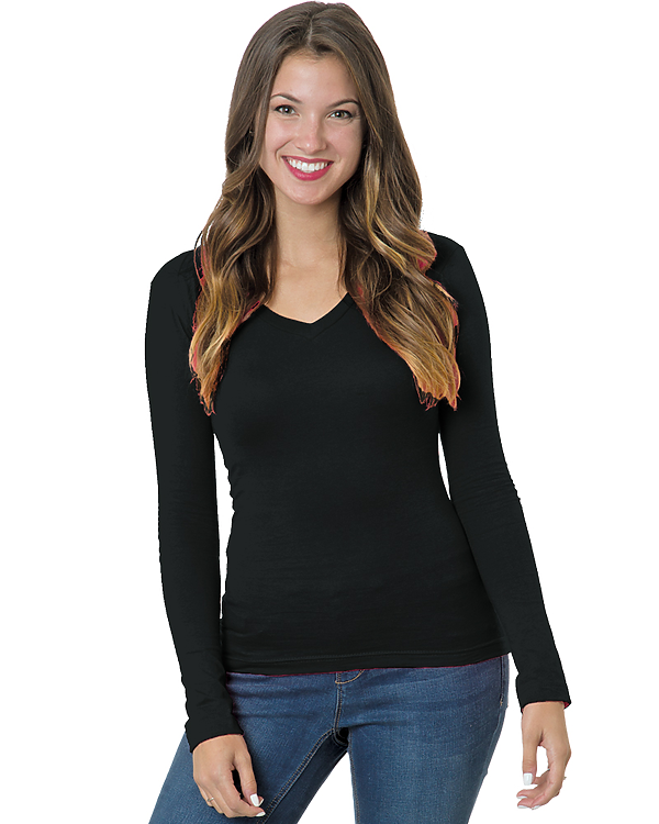 3415 JUNIOR LONG SLEEVE V-NECK